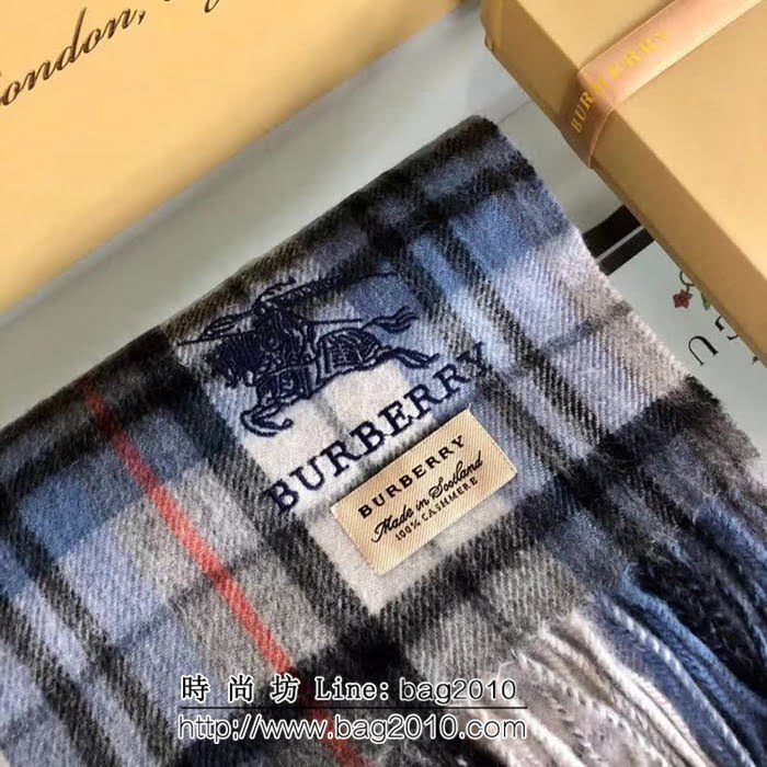 BURBERRY巴寶莉頂級羊絨 刺繡LOGO圍巾 男女同款 35X180  LLWJ6147